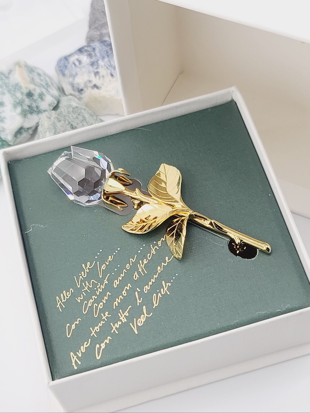 NIB Vintage 2003 New In Box Swarovski Crystal Memories "L'Amour Rose" Brooch!